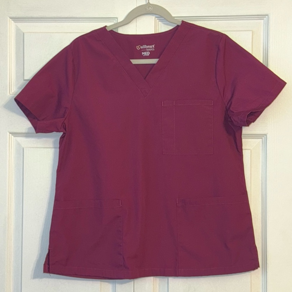 Cherokee Unisex V-Neck Scrub Top - Burgundy/Maroon